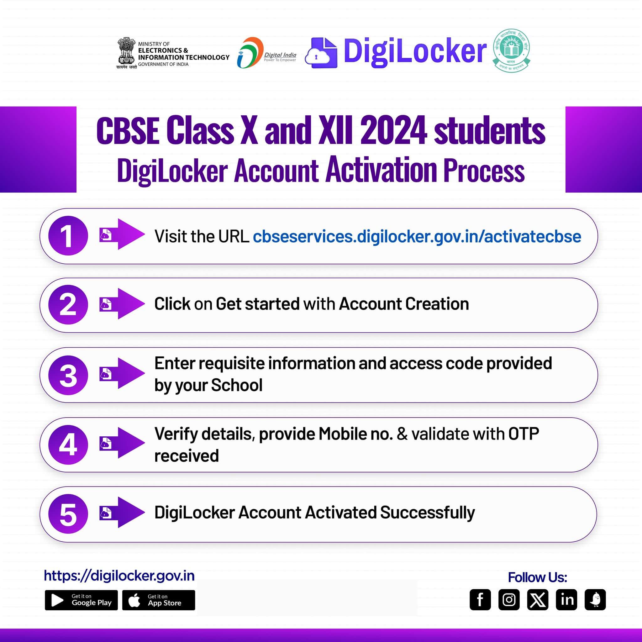 digitlocker account opening process for cbse class 10th & 12th result